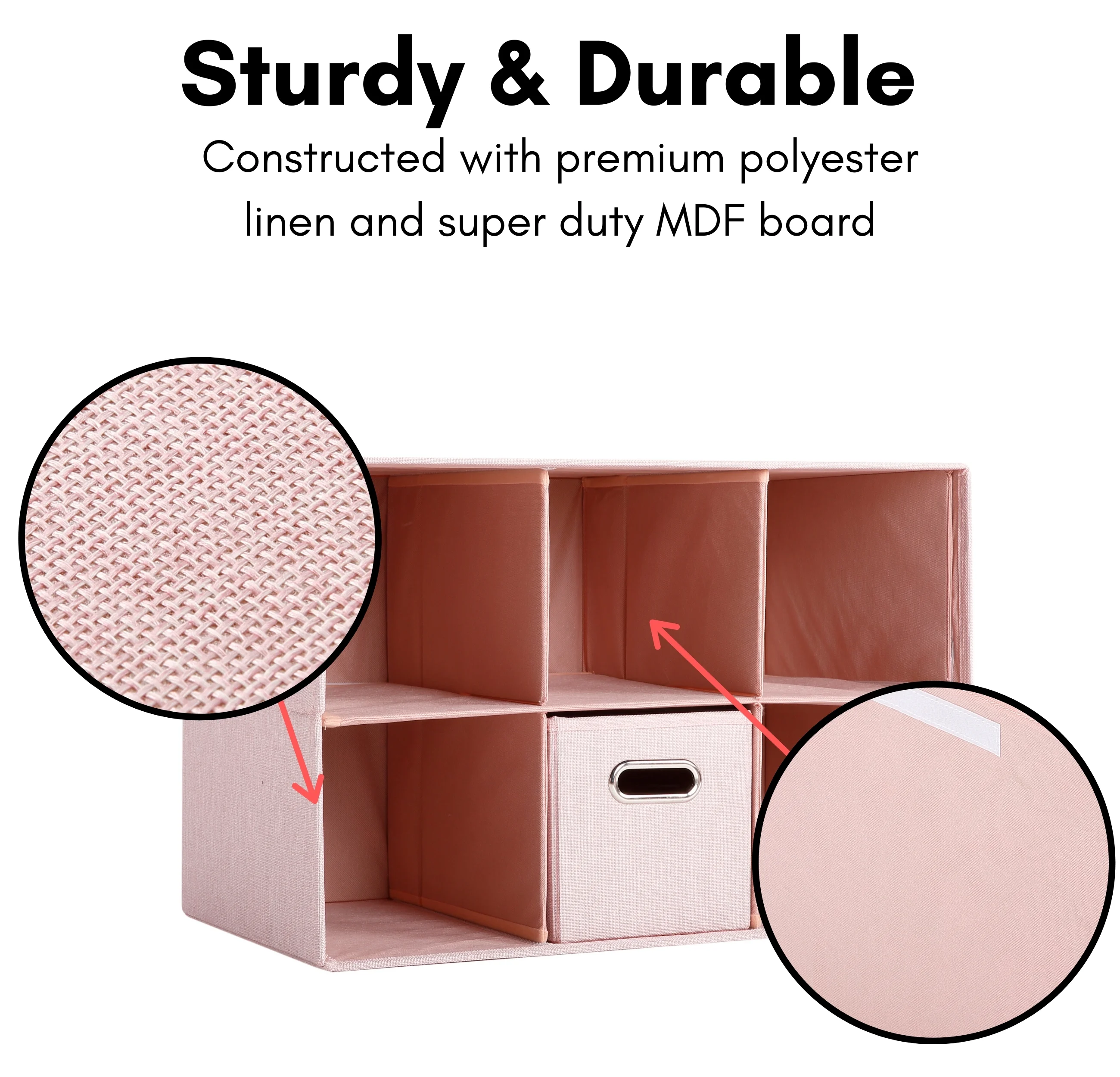 BirdRock Home Linen Cube Organizer Shelf with 6 Storage Bins - Blush