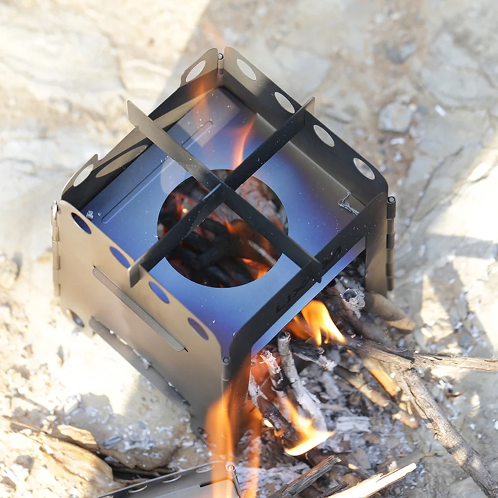 Lixada Lightweight Titanium Stove, Folding Wood Burning Stove, Perfect for Camping