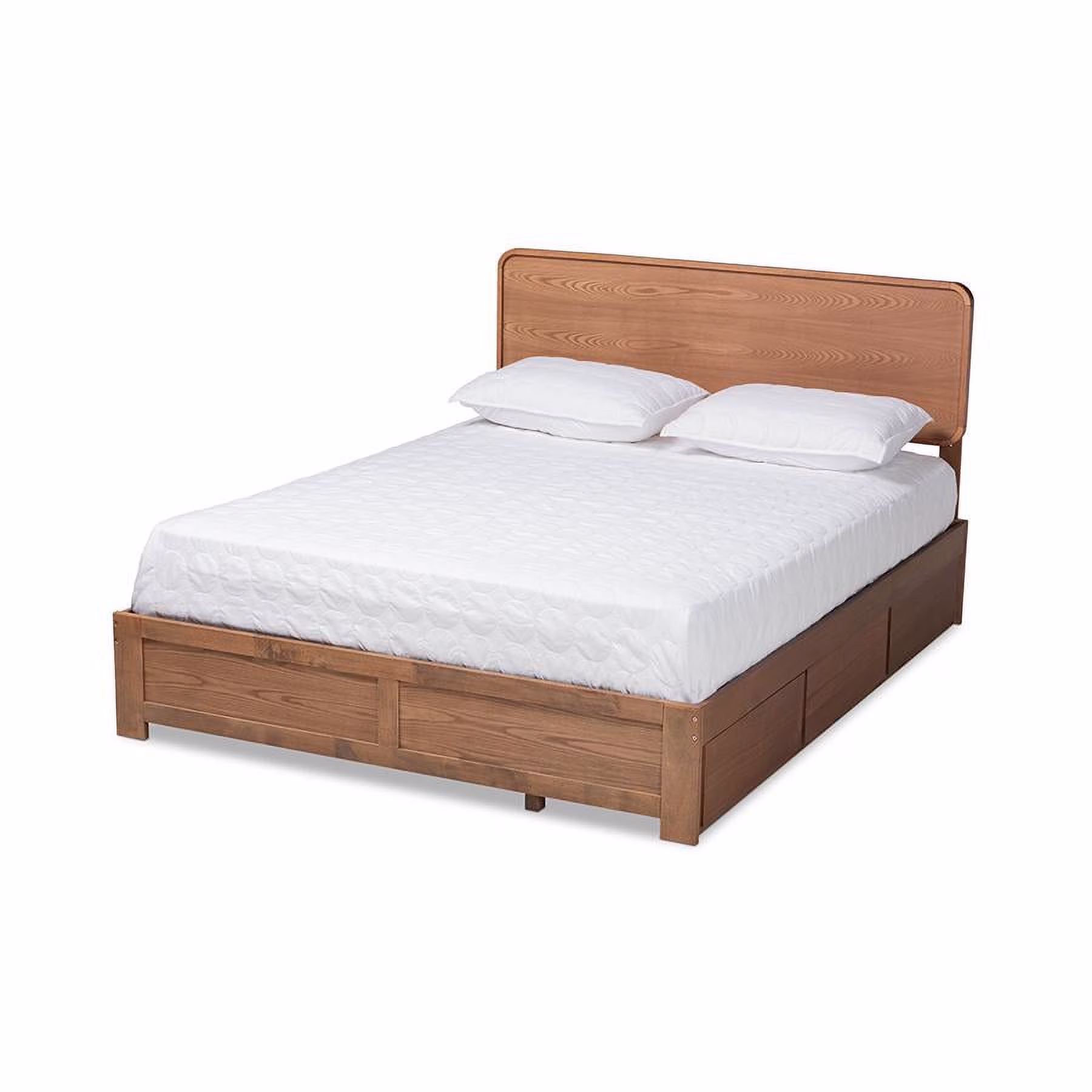 Baxton Studio Eleni Walnut Finished Wood Queen Size 3-Drawer Bed