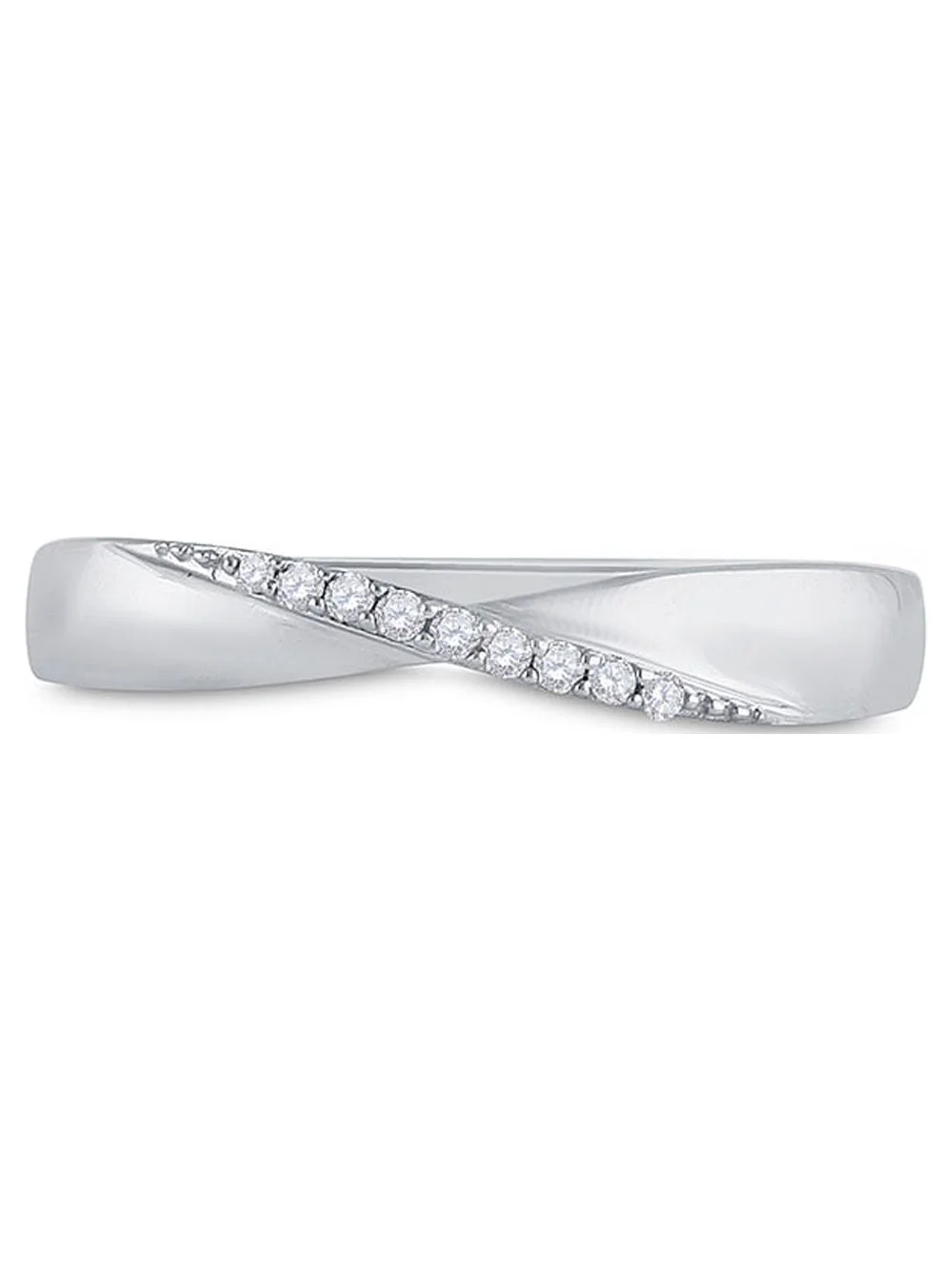 Diamond Princess Sterling Silver Womens Round Diamond Band Ring 1/20 Cttw