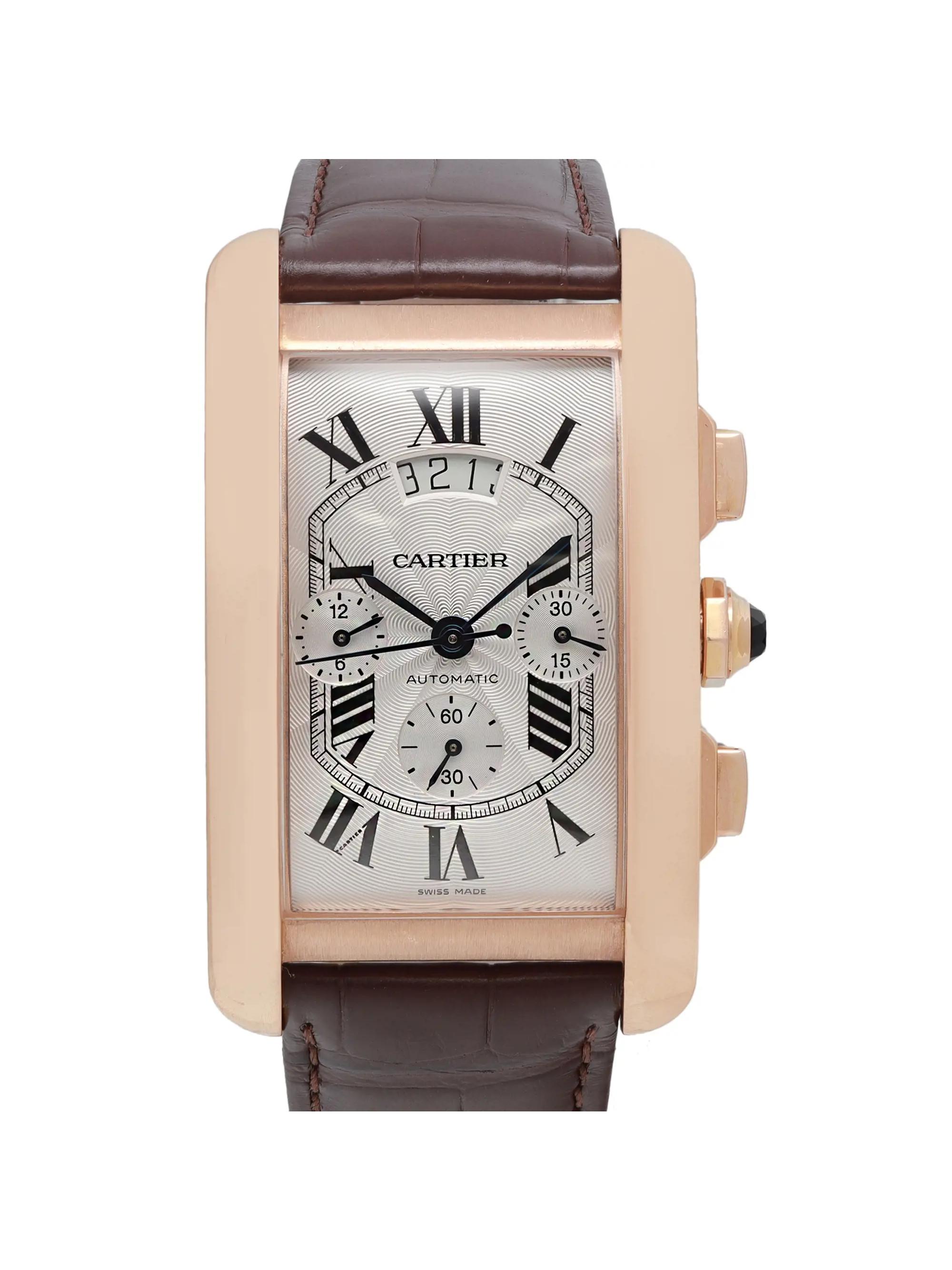 Cartier Tank Americaine XL 18K Rose Gold Silver Dial Automatic Watch W2610751