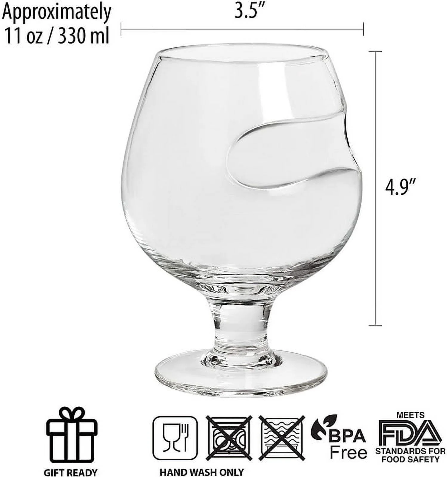 UT Brands UTB-UTU-3-BR-0168-C Cigar Czar 11oz Cognac Glass | Brandy Snifter w/ Cigar Rest