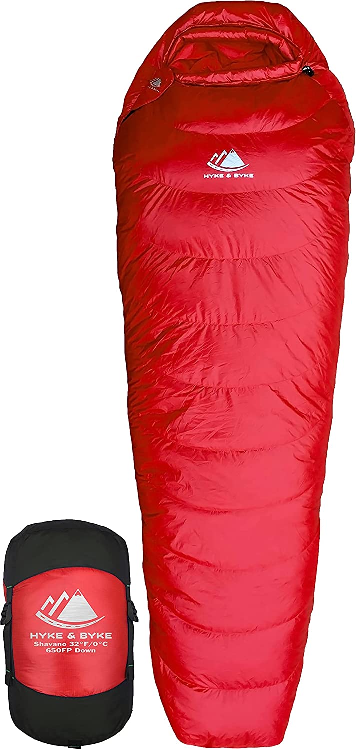 32 F Hiking & Backpacking Sleeping Bag - 3 Season, 650FP Duck Down Sleeping Bag - Ultralight - Black - 78in - Regular