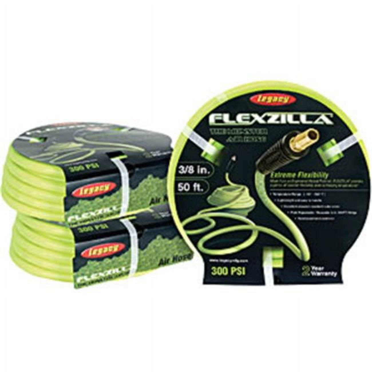 Legacy Manufacturing LEGHFZ1250YW3 Flexzilla .5 in. x 50ft Yellow Air Hose with .38 in. MNPT
