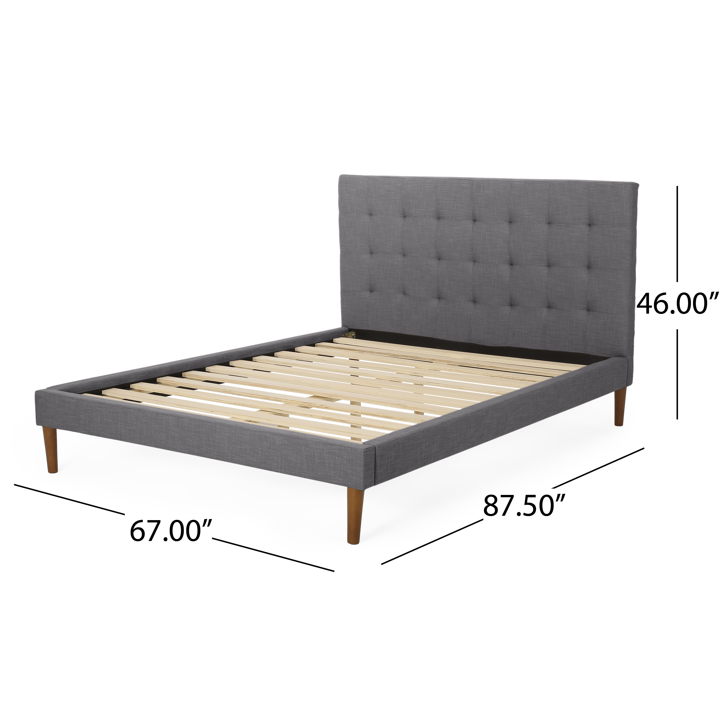 GDF Studio OkiOki Upholstered Bed, Queen Charcoal