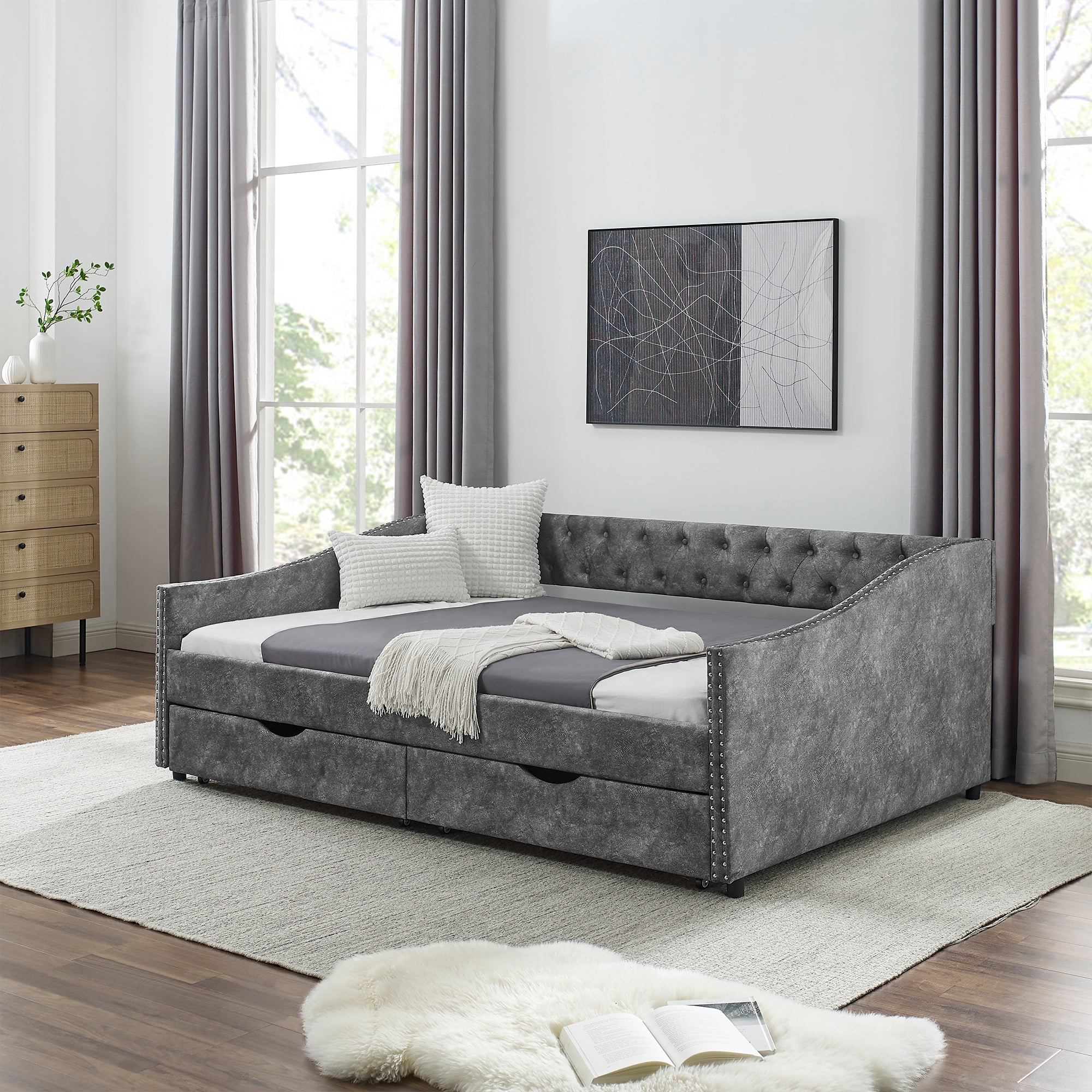 Scout Full Size Daybed with Trundle - Gray