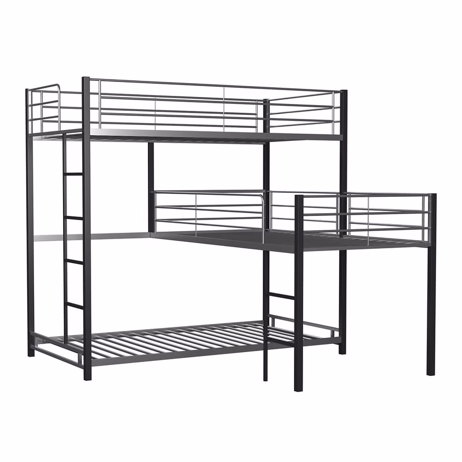 Furniture of America Crossman Metal Twin Triple Bunk Bed in Sand Black