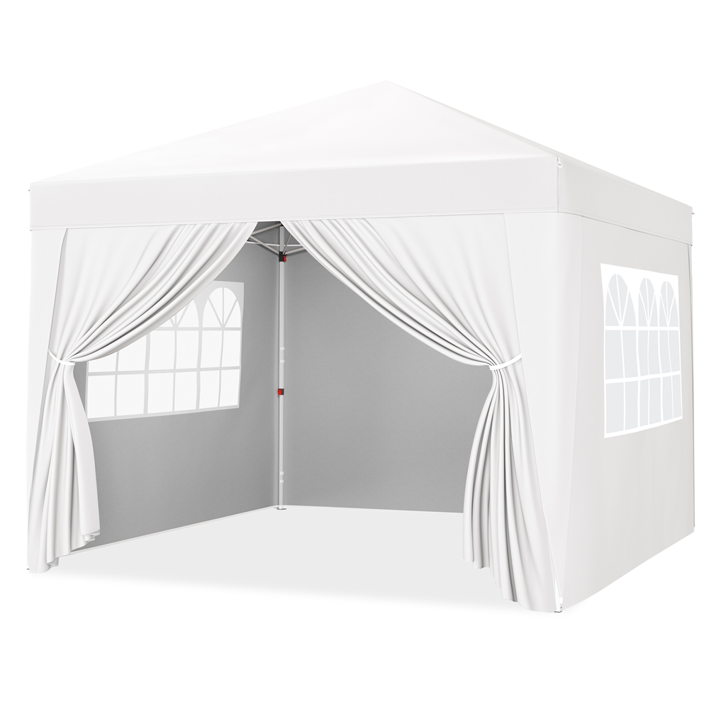 Yaheetech 8x8 FT Pop-up Canopy Tent with 4 Sidewalls, White