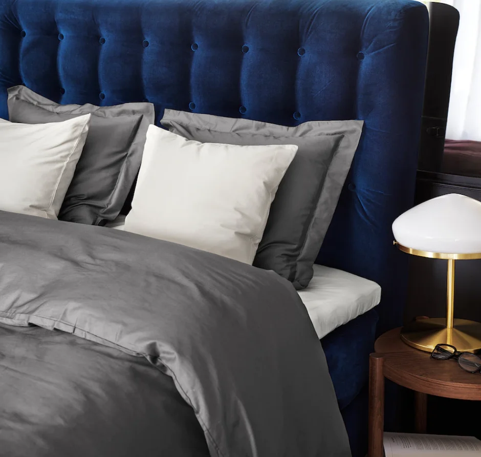 LUKTJASMIN Duvet cover and pillowcase(s) dark gray Full/Queen (Double/Queen)