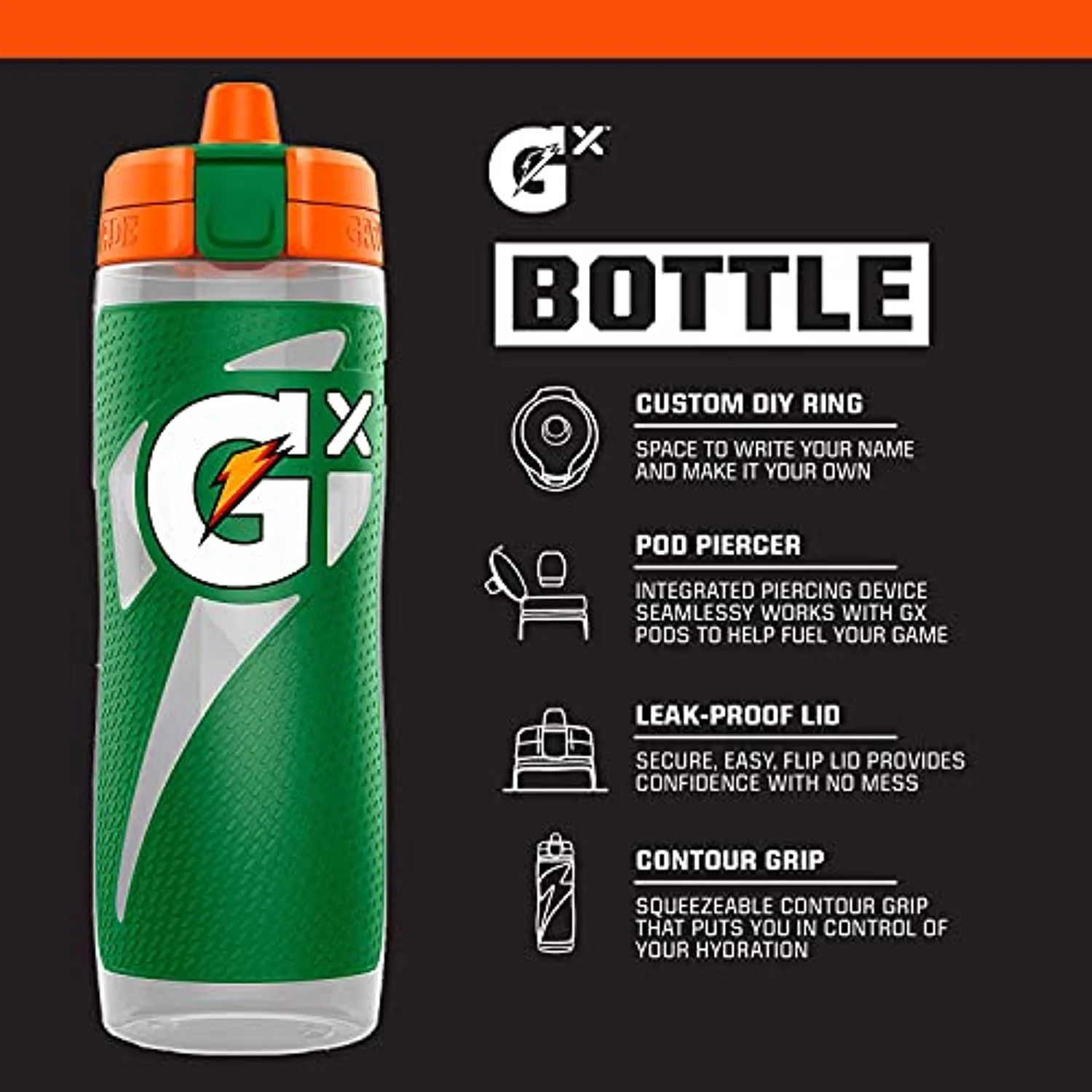 Gatorade Gx Hydration System, Non-Slip Gx Squeeze Bottles & Gx Sports Drink Concentrate Pods