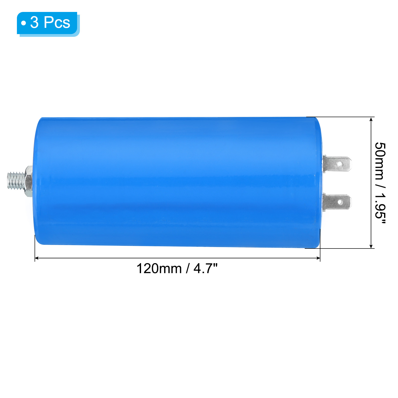 Uxcell CBB60 100uf Running Capacitor,3Pcs AC 250V 4Pins 50/60Hz Cylinder Bottom with Screw 120 x 55mm