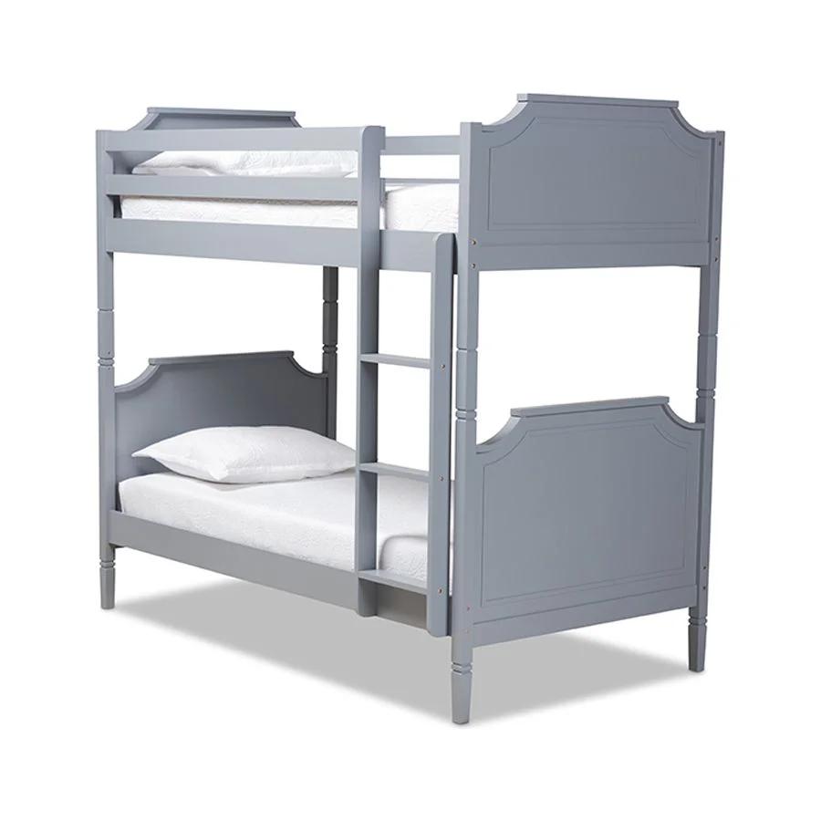 Baxton Studio Mariana Traditional Transitional Grey Finished Wood Twin Size Bunk Bed