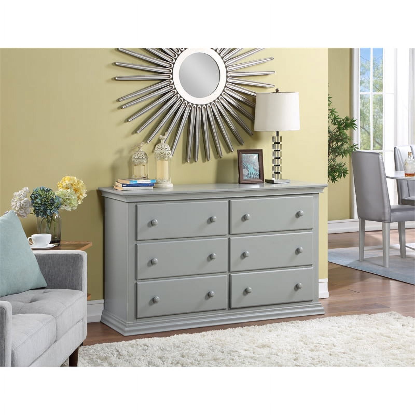 Suite Bebe Universal 6-Drawer Traditional Wood Double Dresser in Gray