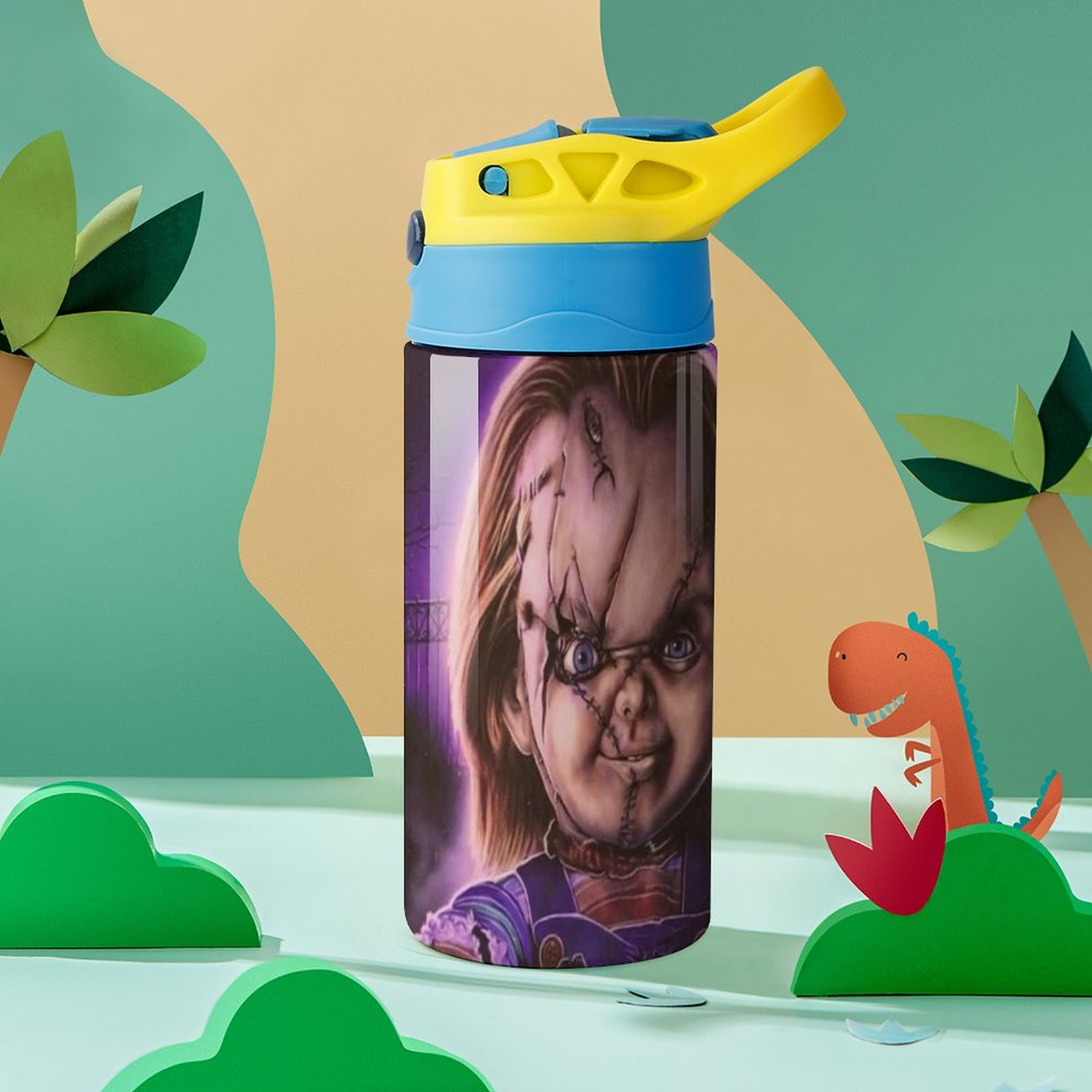 Bride Of Chucky Film Kid's Insulated Water Bottle With Straw Vacuum Stainless Steel Cup Leak-Proof Children Toddler Thermoses
