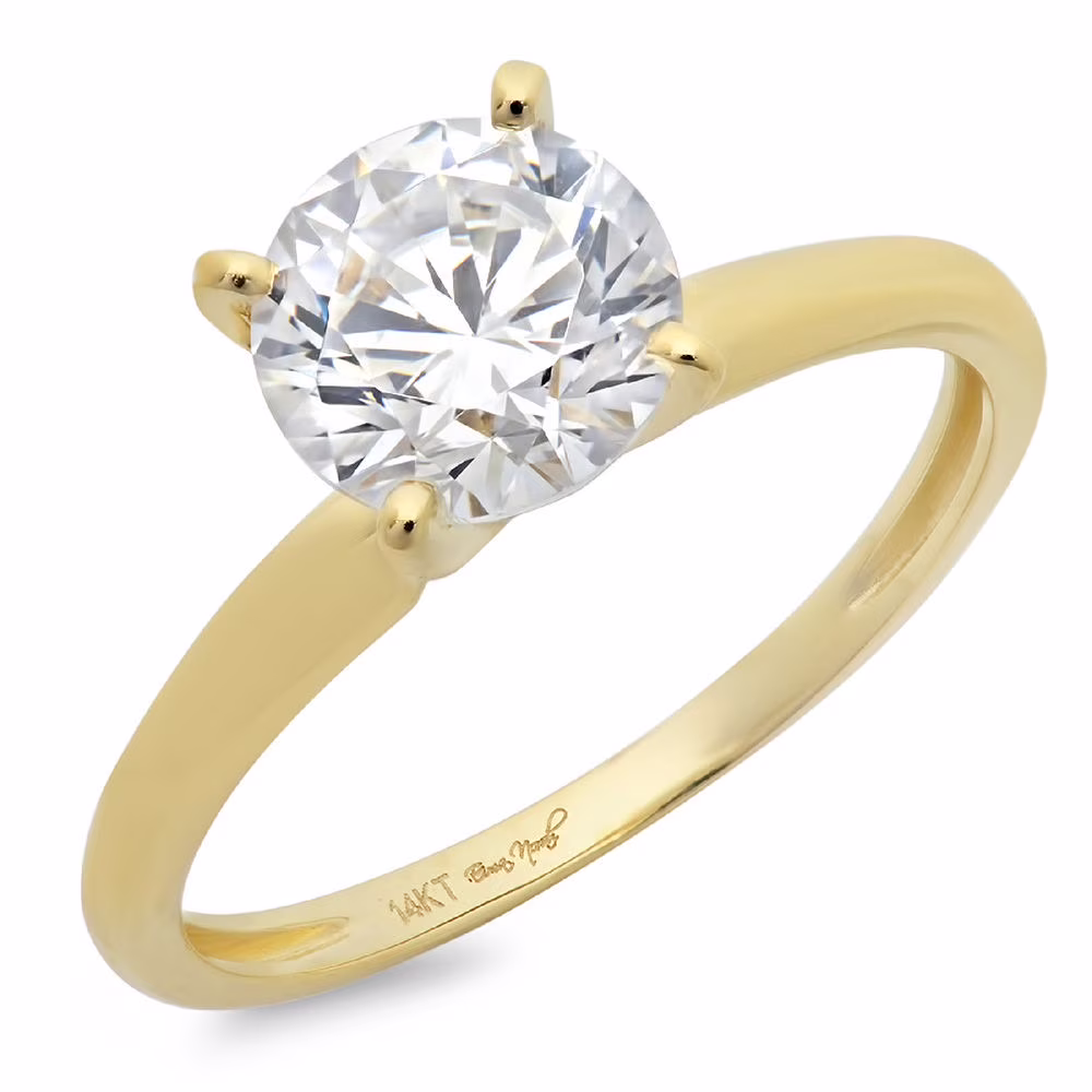 0.5 ct Brilliant Round Cut Clear Simulated Diamond 18K Yellow Gold Solitaire Ring SZ 6.75