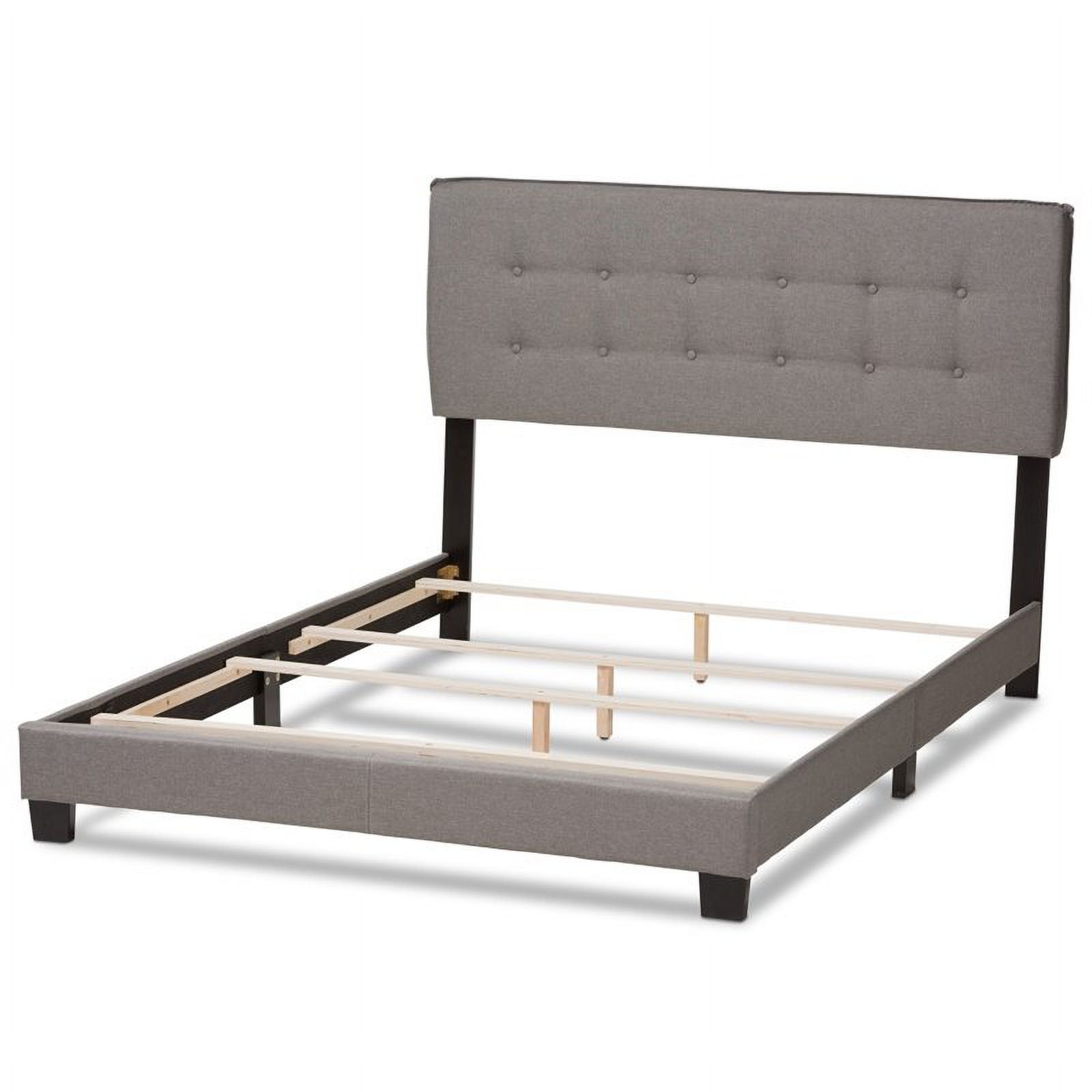 Bowery Hill Fabric Tufted King Bed in Light Grey