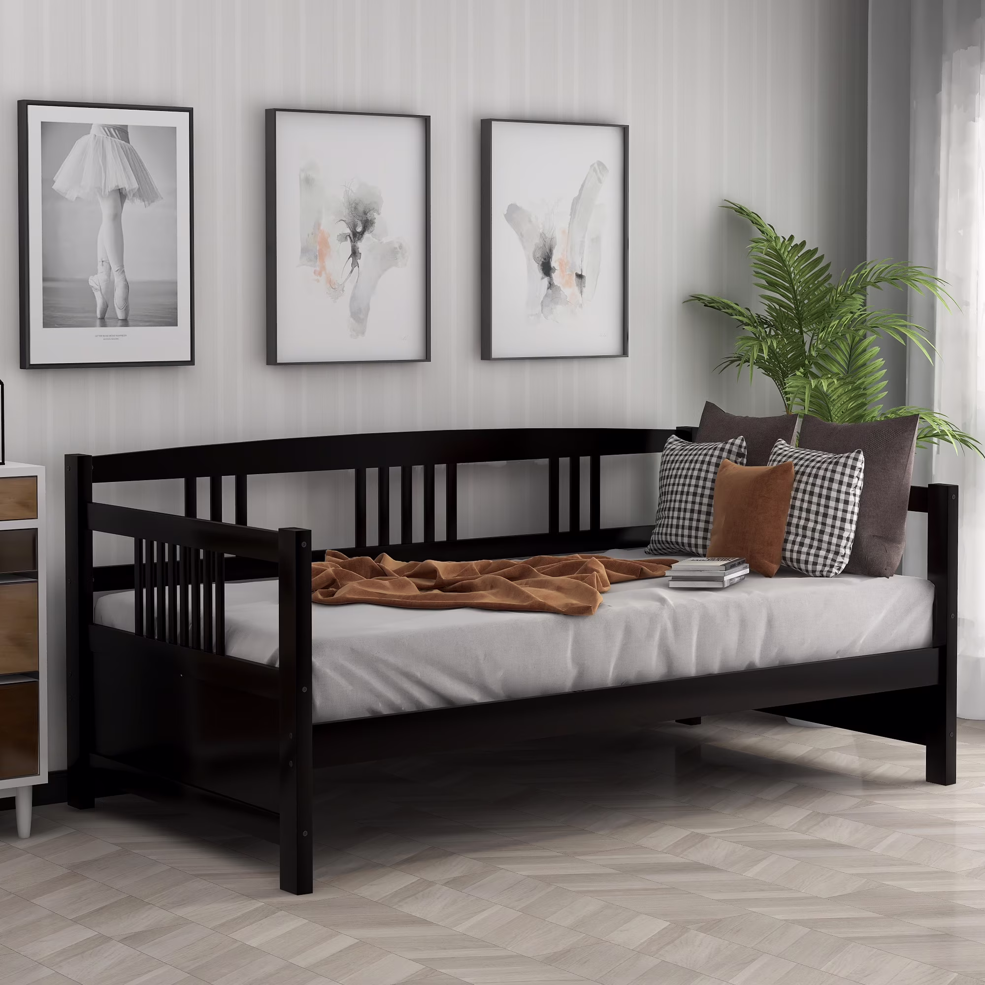 CoSoTower Modern Solid Wood Daybed, Multifunctional, Twin Size, Espresso, Previous Sku: Wf191899Aap