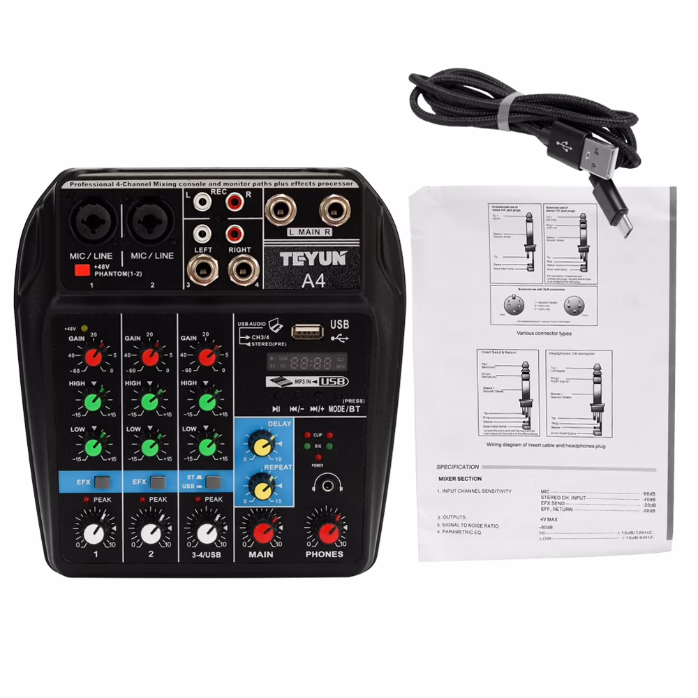 GoolRC Sound Mixing Console,Tu04 Bt Sound Aux Paths Plus Console 48vChannels Audio WithAux Sound Console Plus 4 Channels 48v PhanChannels Mer With Dsfen Aux S Plus
