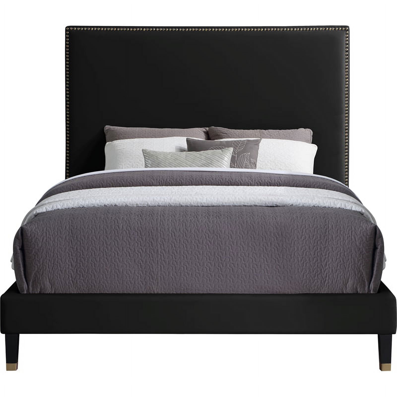 Meridian Furniture Harlie Black Velvet Queen Bed