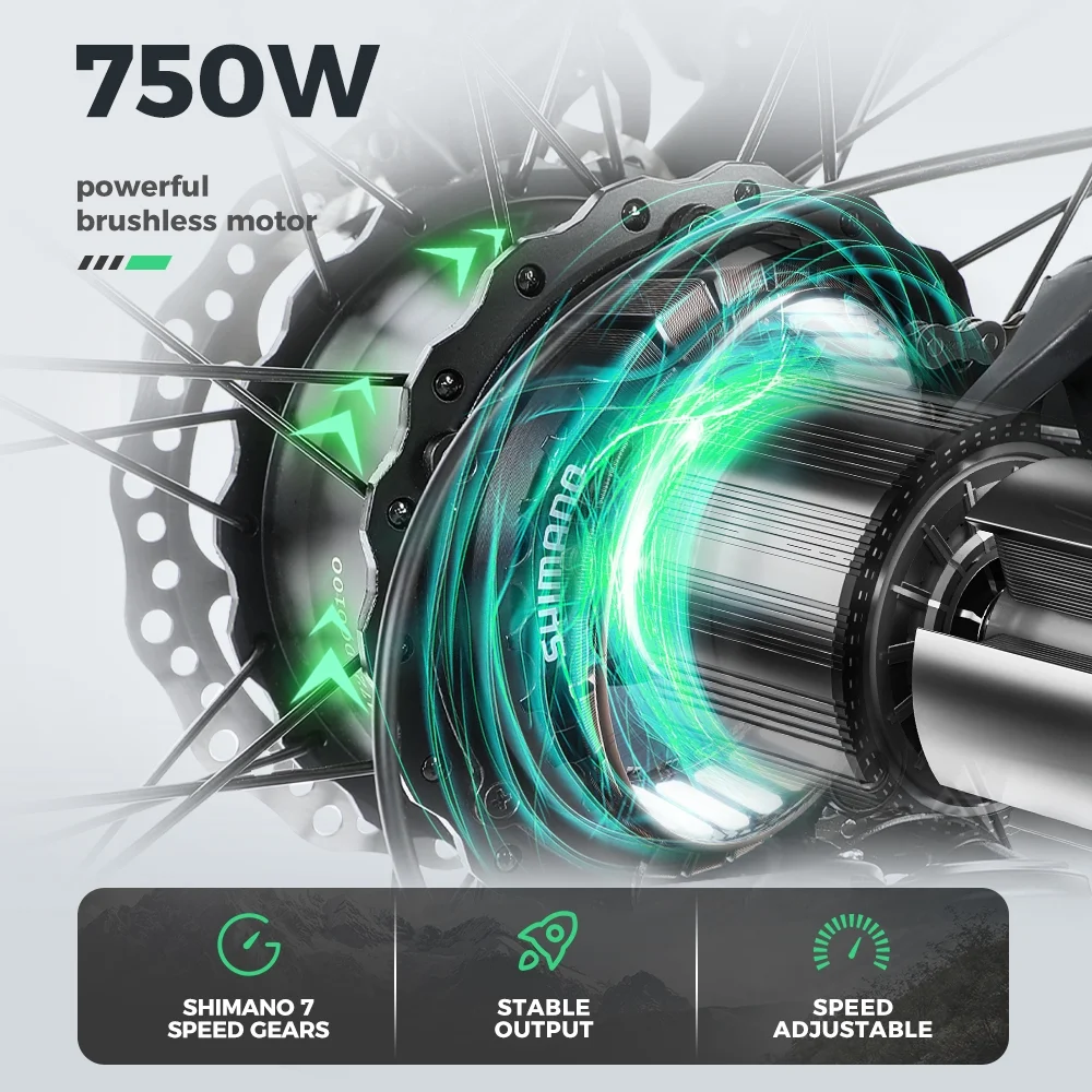 ECOTRIC Explorer 26 inch eMTB Electric Mountain Bike Fat Tire Ebike Adult Bicycle 26