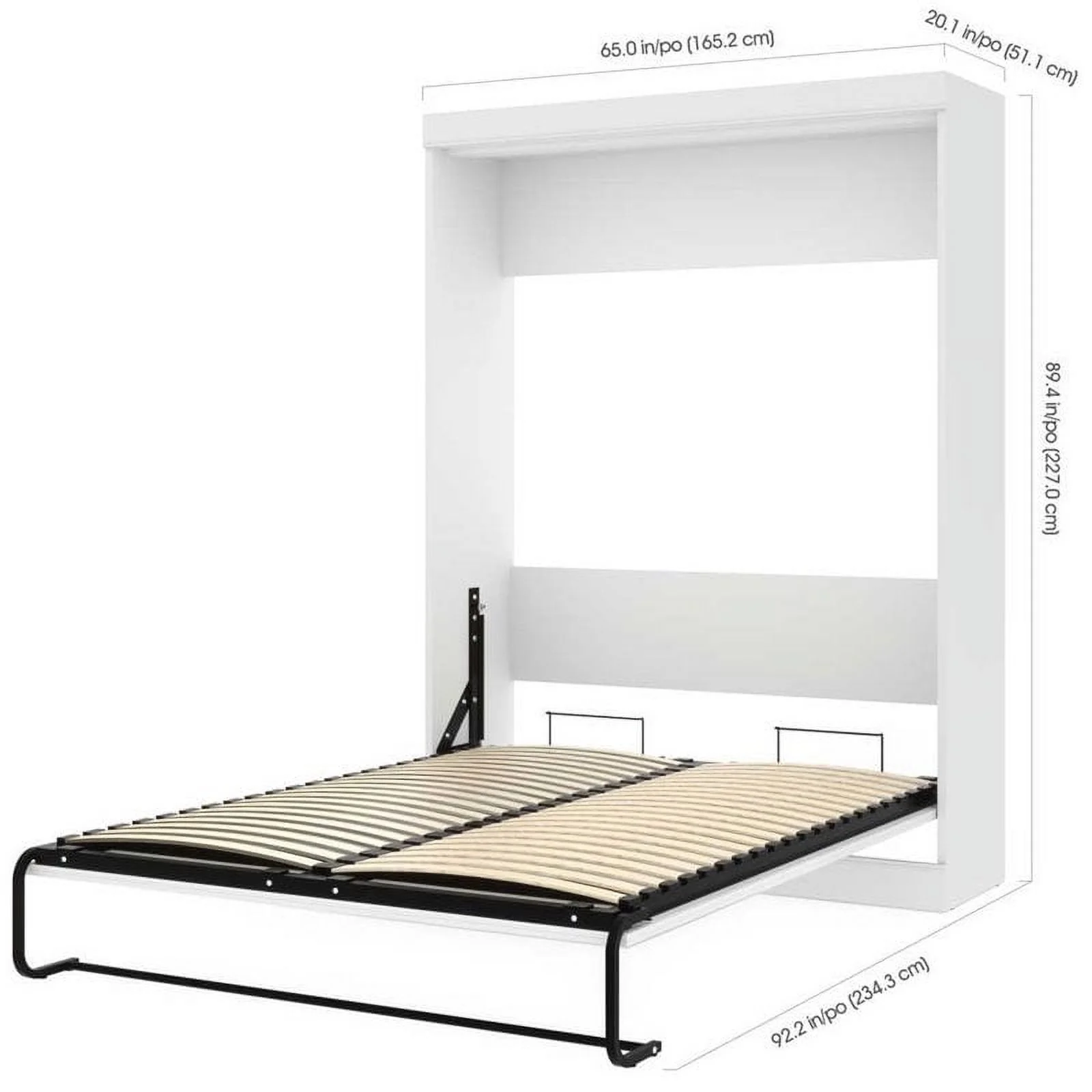 Pemberly Row Modern Wood Queen Wall Bed with Hardware Included in White