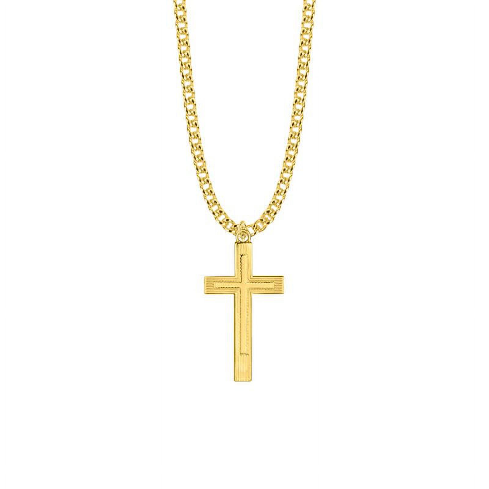 Extel Large 14KT Gold Plated Over Sterling Silver Lined Inner Cross Pendant for Men with 24
