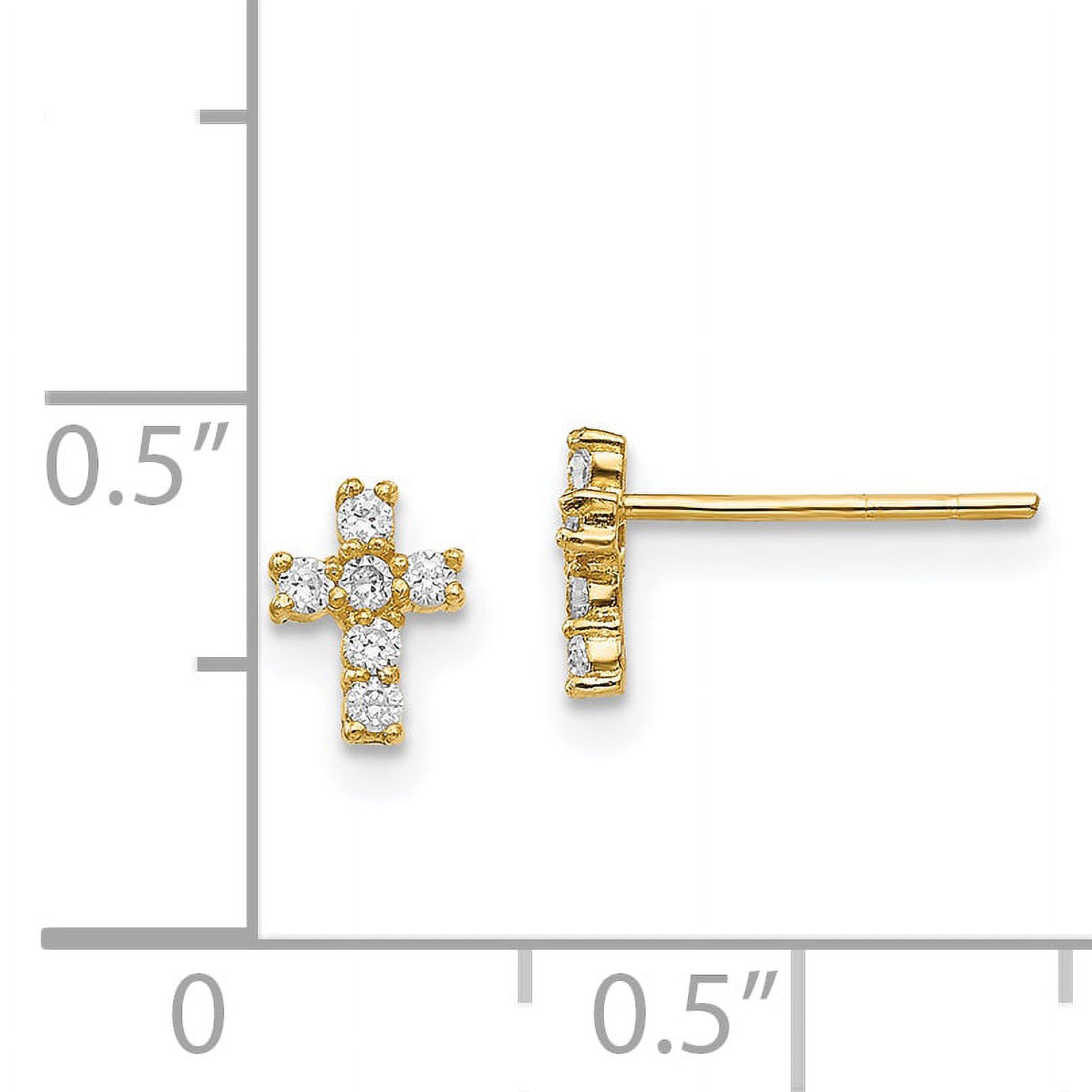 Finest Gold 14K Yellow Gold Madi K Polished CZ Cross Post Earrings