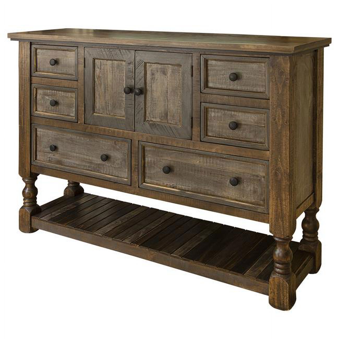 63 in. Brown Solid Wood Six Drawer Triple Dresser