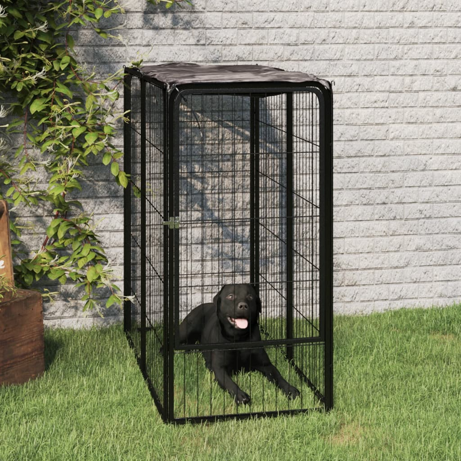 Irfora Dog Playpen 6 Panels Black 19.7
