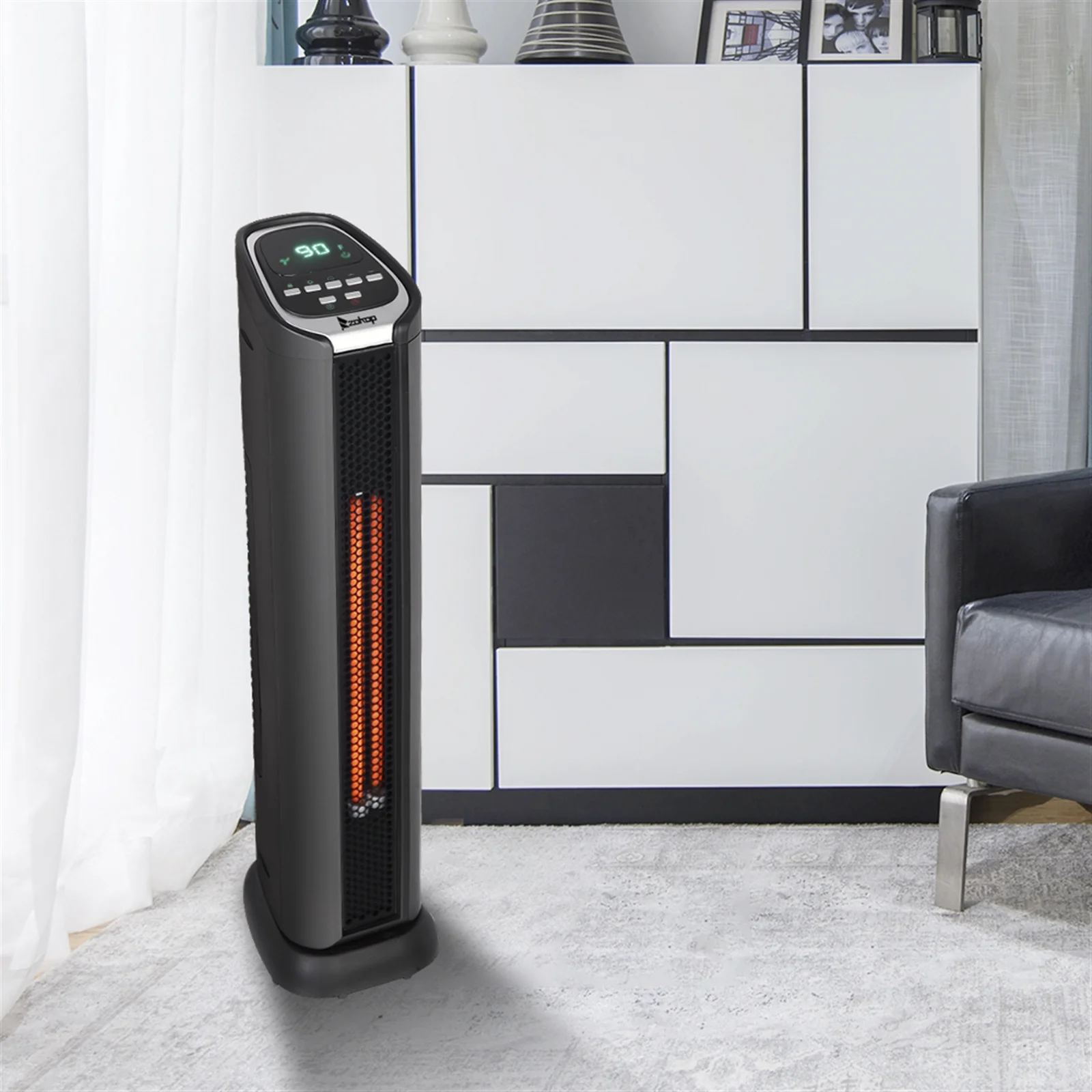 Heater for Inside, Seizeen 1500W Electric Heater with ECO & Fan Mode, Portable Heater for Small Room Adjust 50~90°F W/ 3 Heat Settings, Multi-Function Tower Infrared Space Heater for Home, 24''