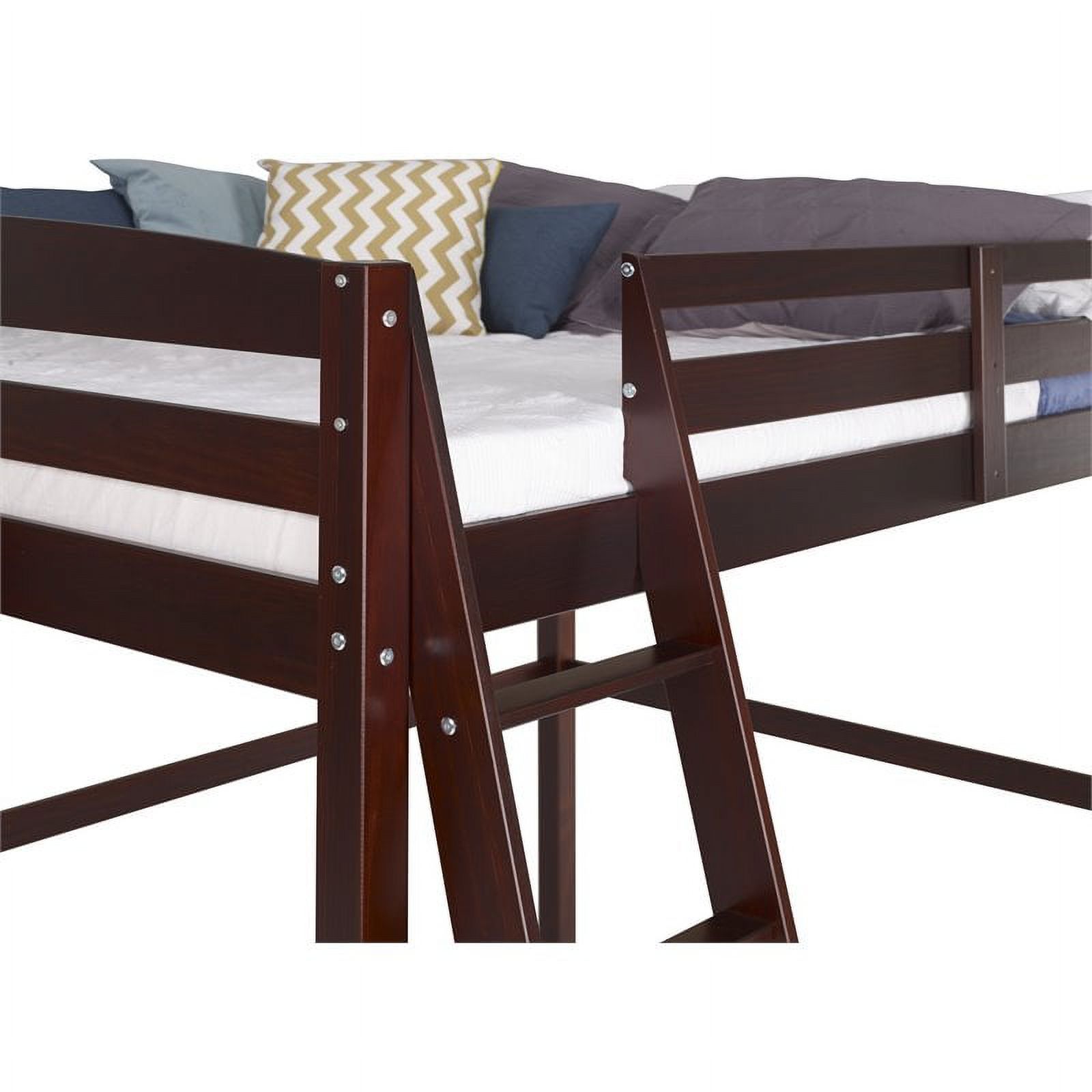 Pemberly Row Solid Wood High Loft Bed Frame Full in Cappuccino