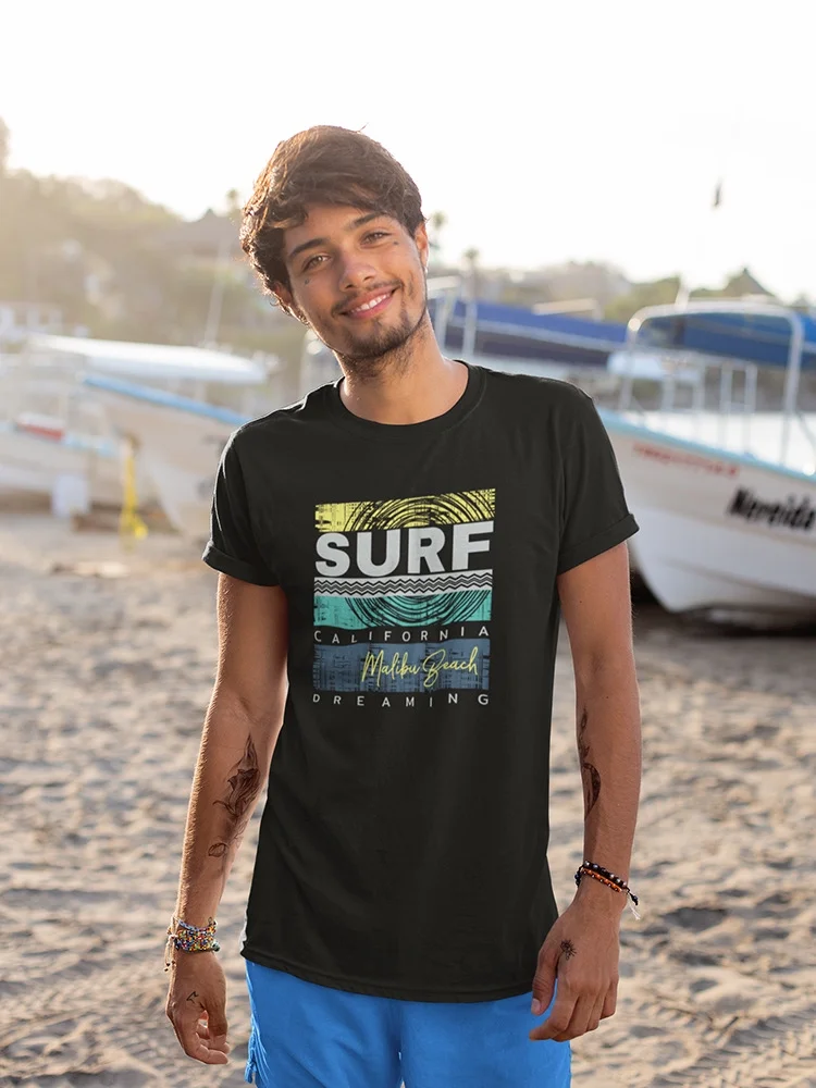 Surfing California Malibu Beach  T-Shirt Men -Image by Shutterstock, Male x-Large