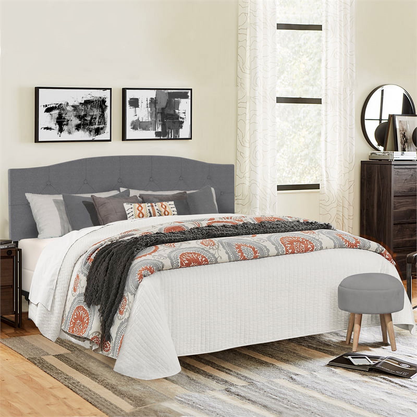 Bowery Hill Upholstered King/Cal King Headboard in Glacier Gray Fabric