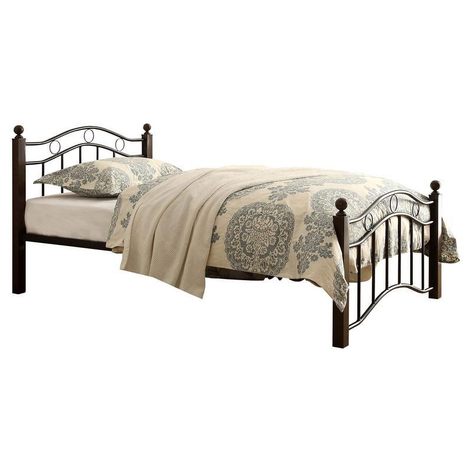 Pemberly Row Traditional Metal Twin Platform Bed in Black and Brown