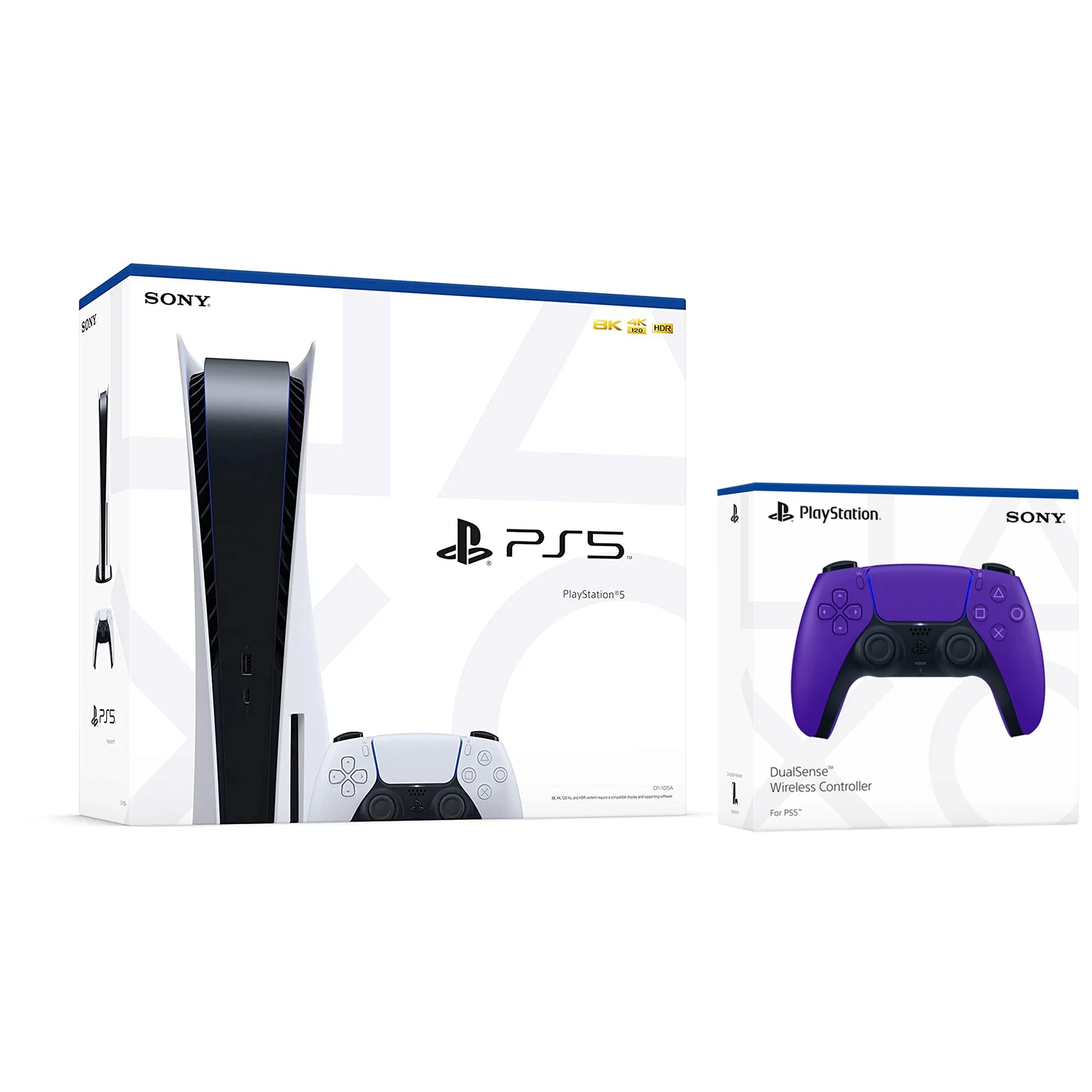 Sony Playstation 5 Disc Version (Sony PS5 Disc) with Extra Galactic Purple Controller and Black PULSE 3D Headset Bundle