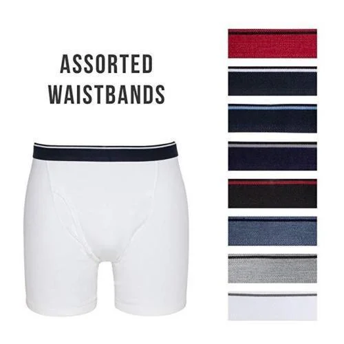 Premium Men's Underwear Boxer Briefs, 4 Pack White 100% Soft Cotton