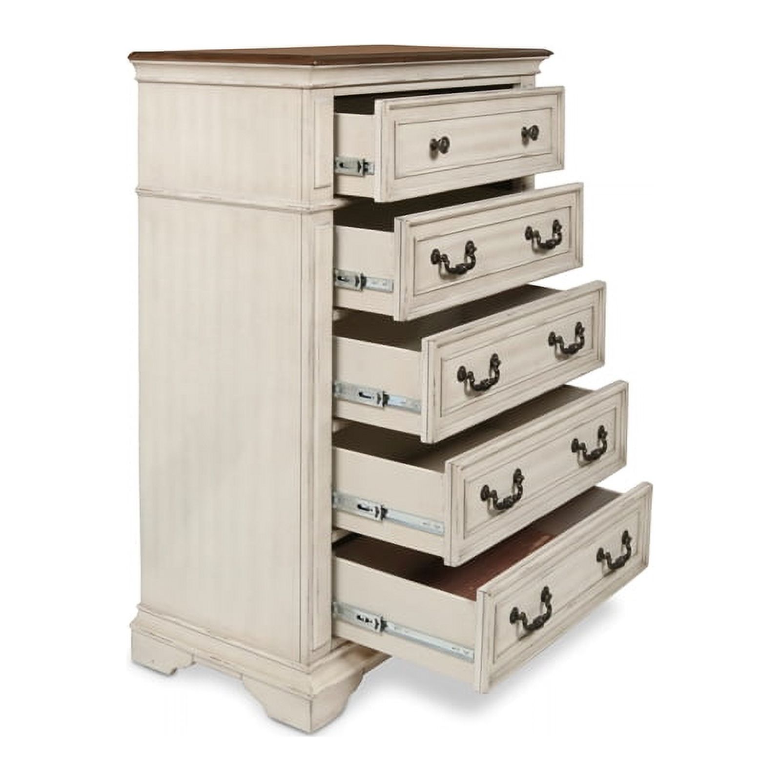 New Classic Anastasia 4-Piece Wood Cal King Bedroom Set with Chest in Ant White