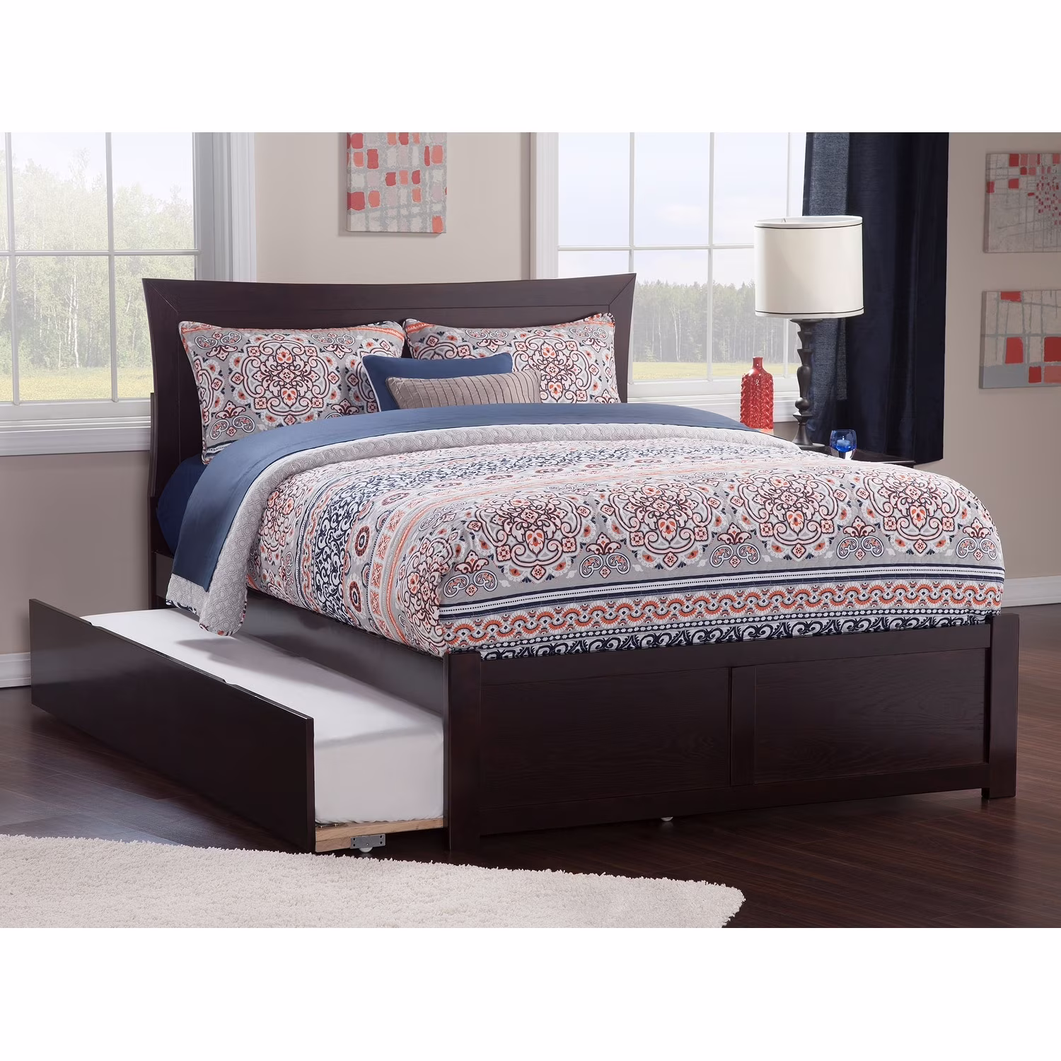 AFI Metro Full Platform Bed with  Twin Trundle in Espresso