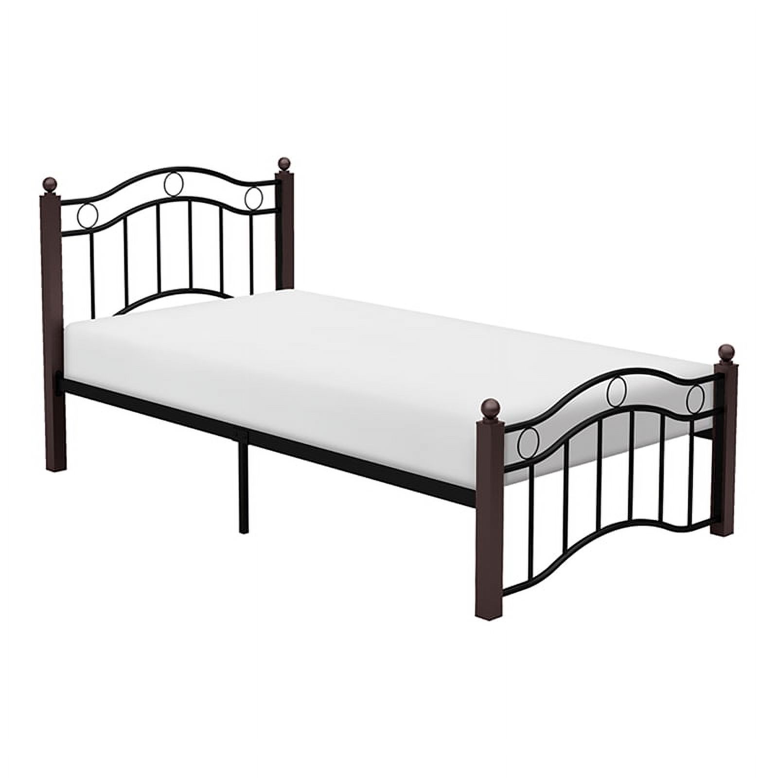 Pemberly Row Traditional Metal Twin Platform Bed in Black and Brown