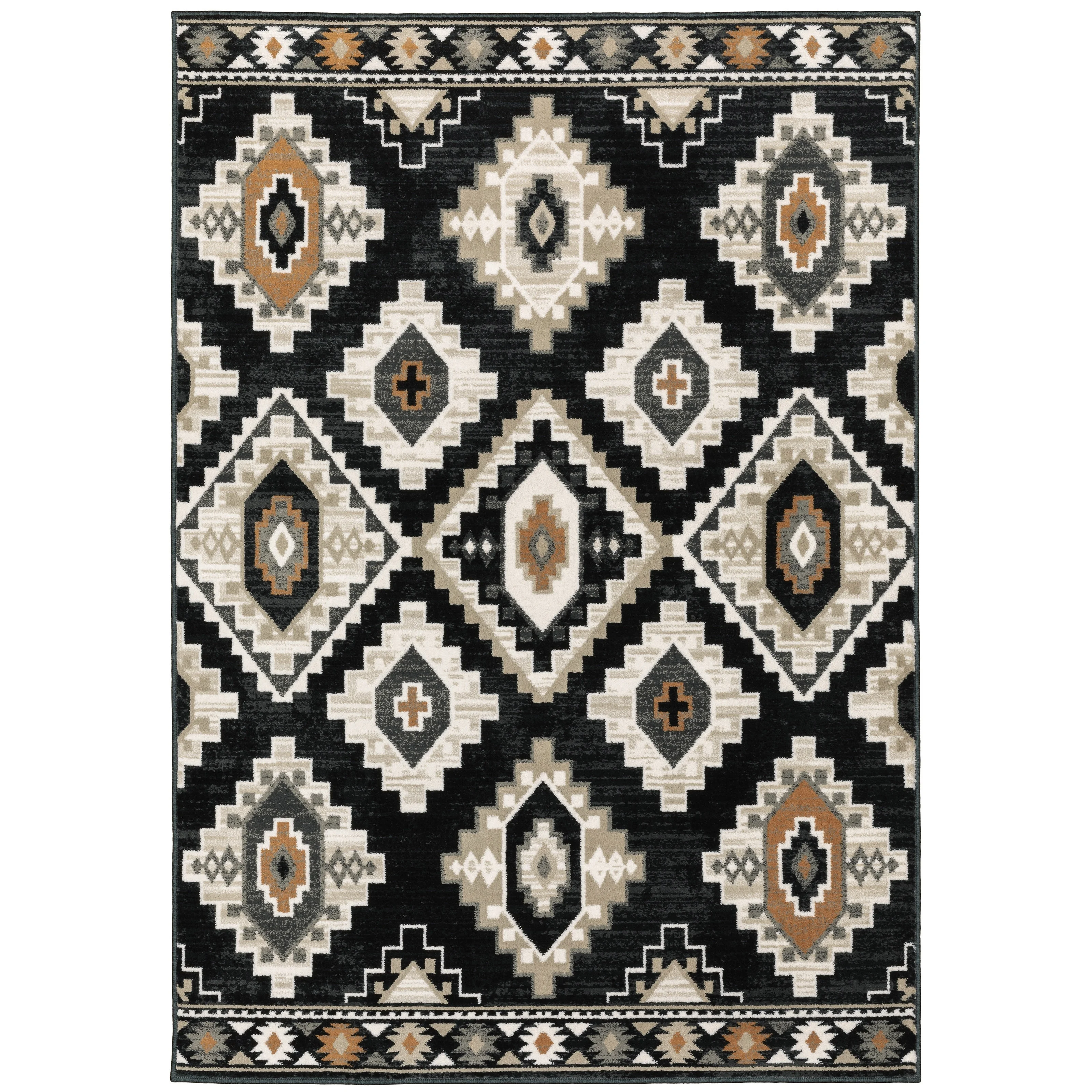 Style Haven  Patti Charcoal Tribal Diamond Medallions Area Rug 3'10