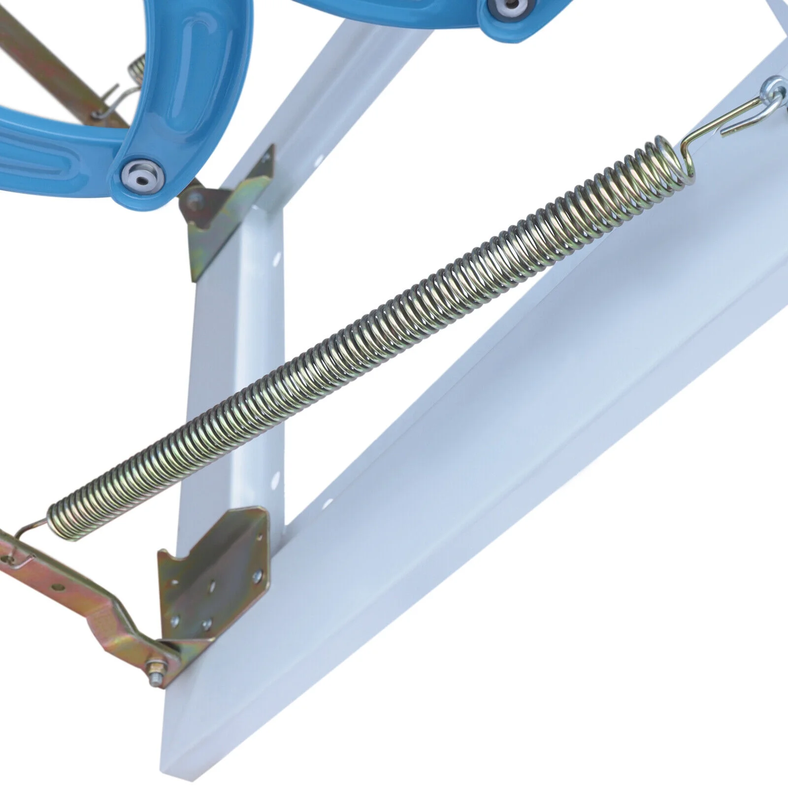 Fichiouy 12 Steps Pulldown Attic Stairs 12.5ft Wall Mounted Folding Loft Wall Ladder Blue