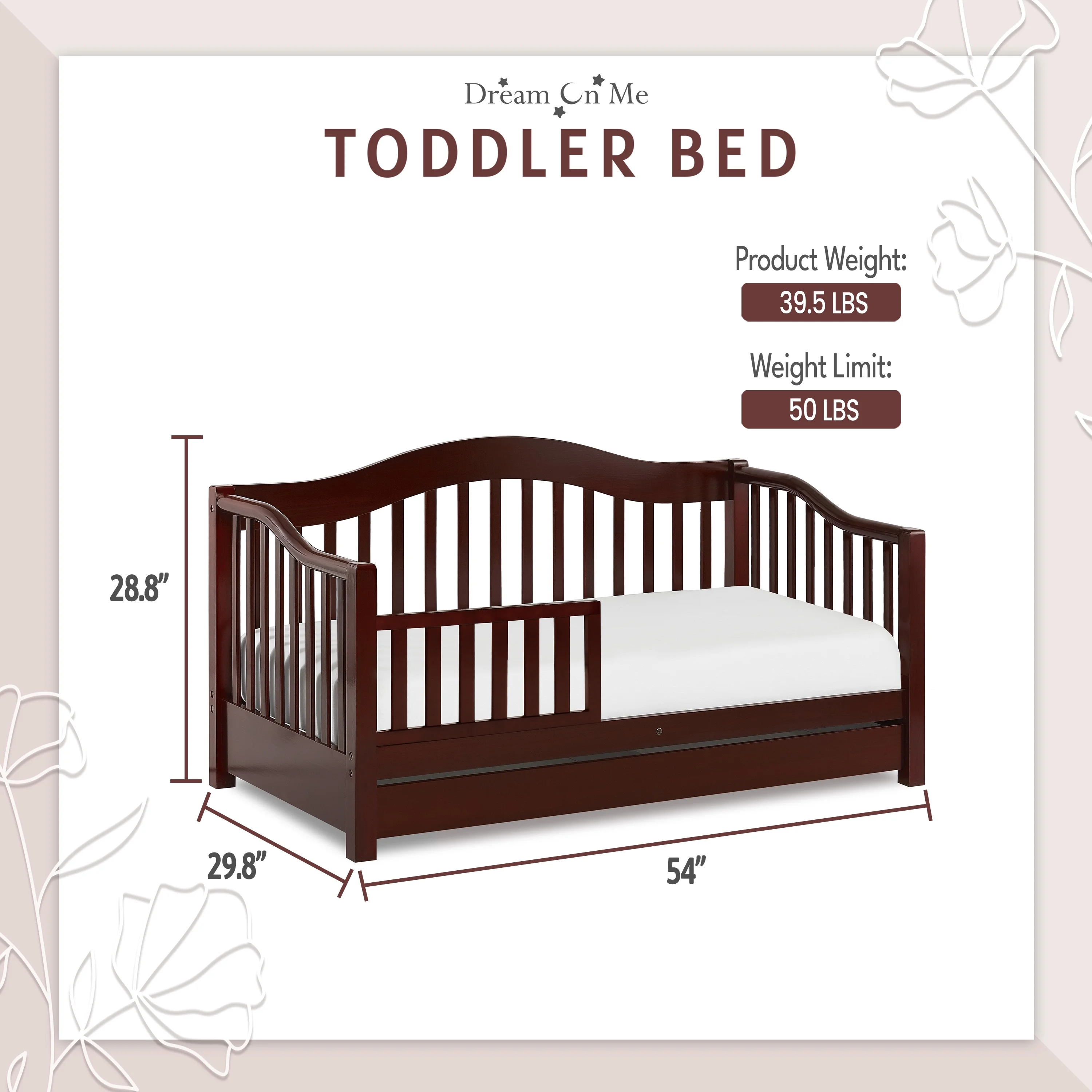 Dream on Me Toddler Day Bed, Cherry