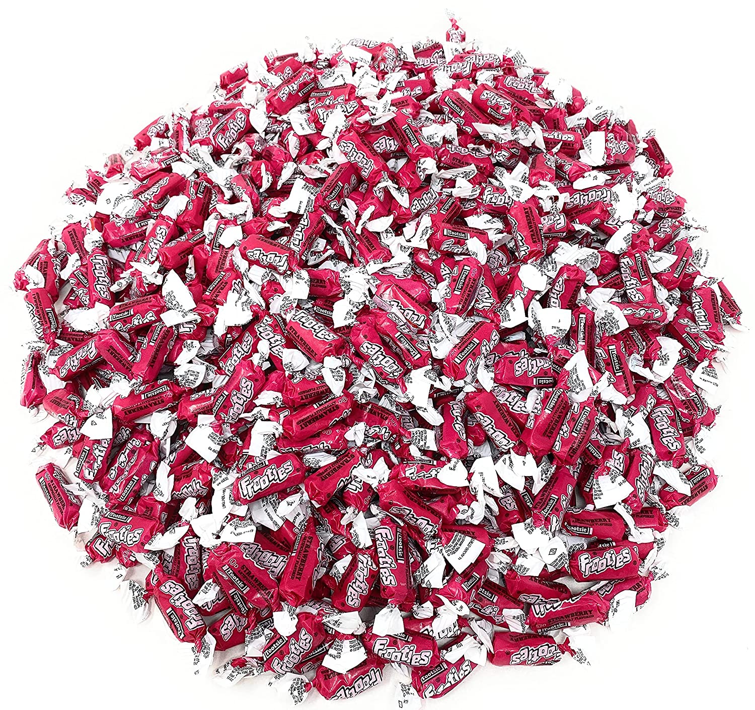 Bulk Strawberry Flavor Tootsie Roll Frooties Chewy American Taffies Candy Individually Wrapped In Resealable Assortit Bag 5 Lb 735+pcs (80-Oz) - Made In USA