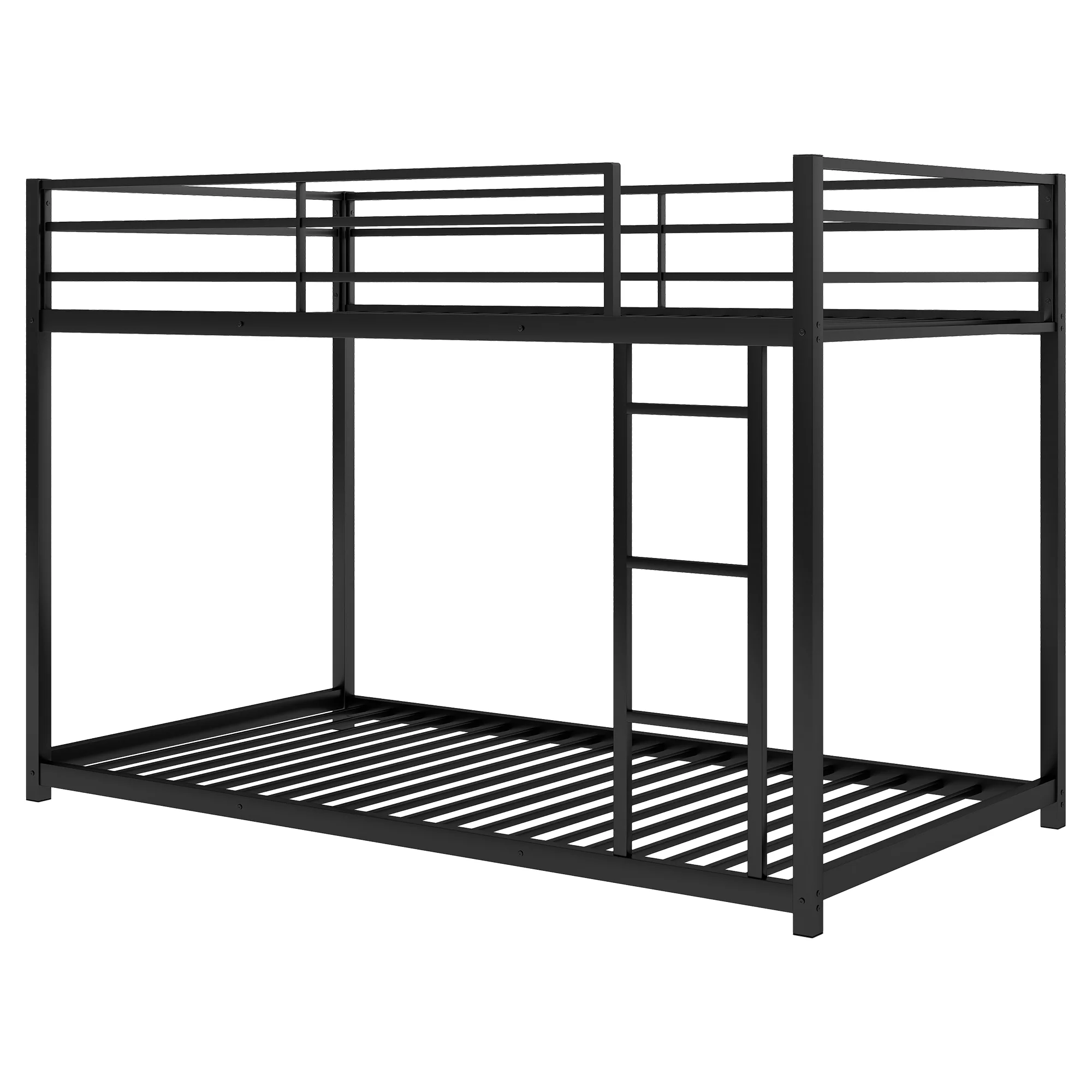 Nestfair Black Twin over Twin Metal Bunk Bed with Ladder