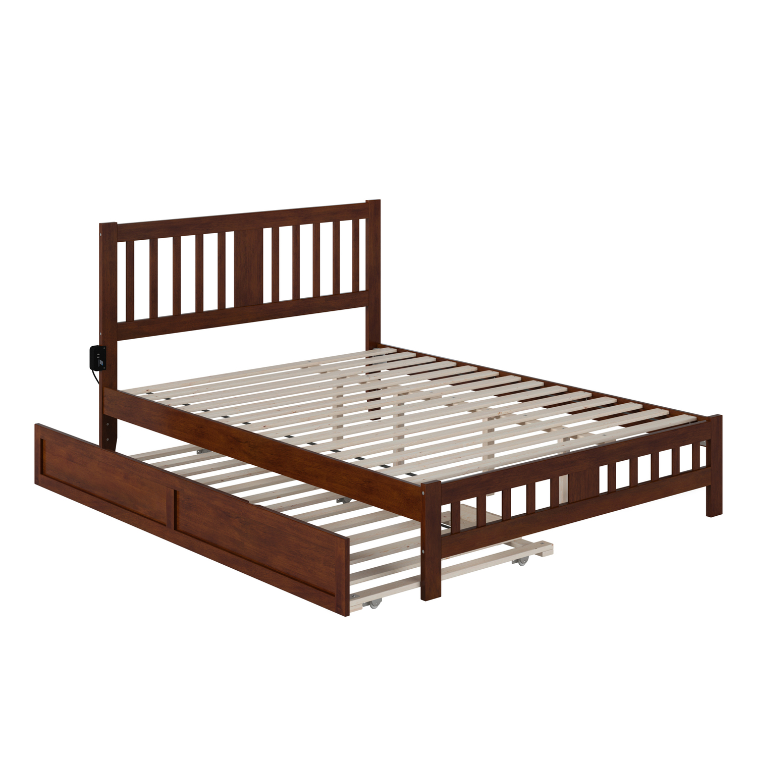 AFI Tahoe Wood Queen Bed with Footboard/Twin XL Trundle in Walnut