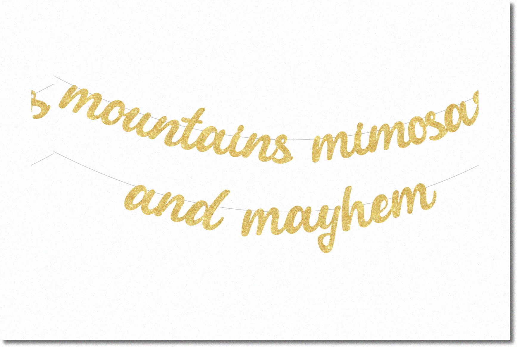 Mountain Mimosas & Mayhem: Gold Banner for Cabin Bachelorette Party, Glamping Bridal Shower, Engagement & Wedding Supplies