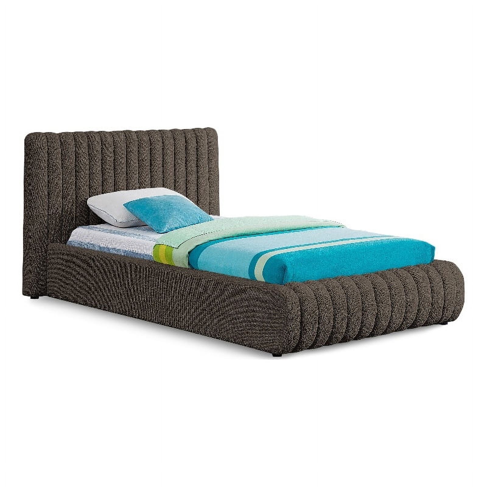 Meridian Furniture Nash Brown Boucle Fabric Twin Bed