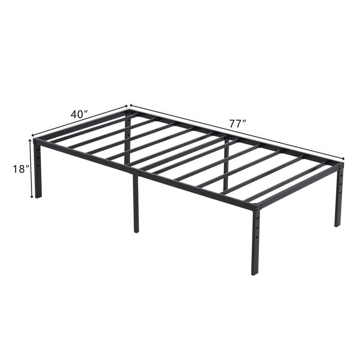 Fithood 190.5*96.5*45.7cm Bed Height 18'' Simple Basic Iron Bed Frame Iron Bed Black