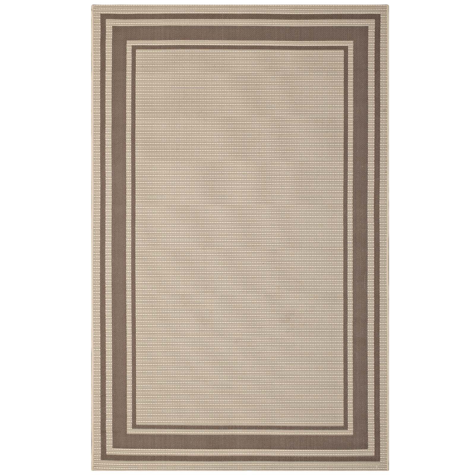 Modway Rim Solid Border 8x10 Indoor and Outdoor Area Rug in Light and Dark Beige