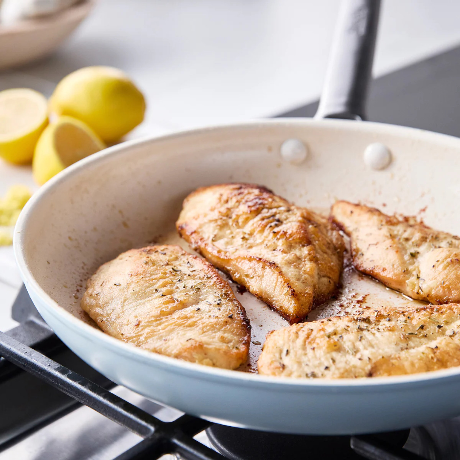 GreenPan Padova Healthy Ceramic Non-Stick 2-Piece Open Frypan Set, 8 and 10-Inch, Light Blue